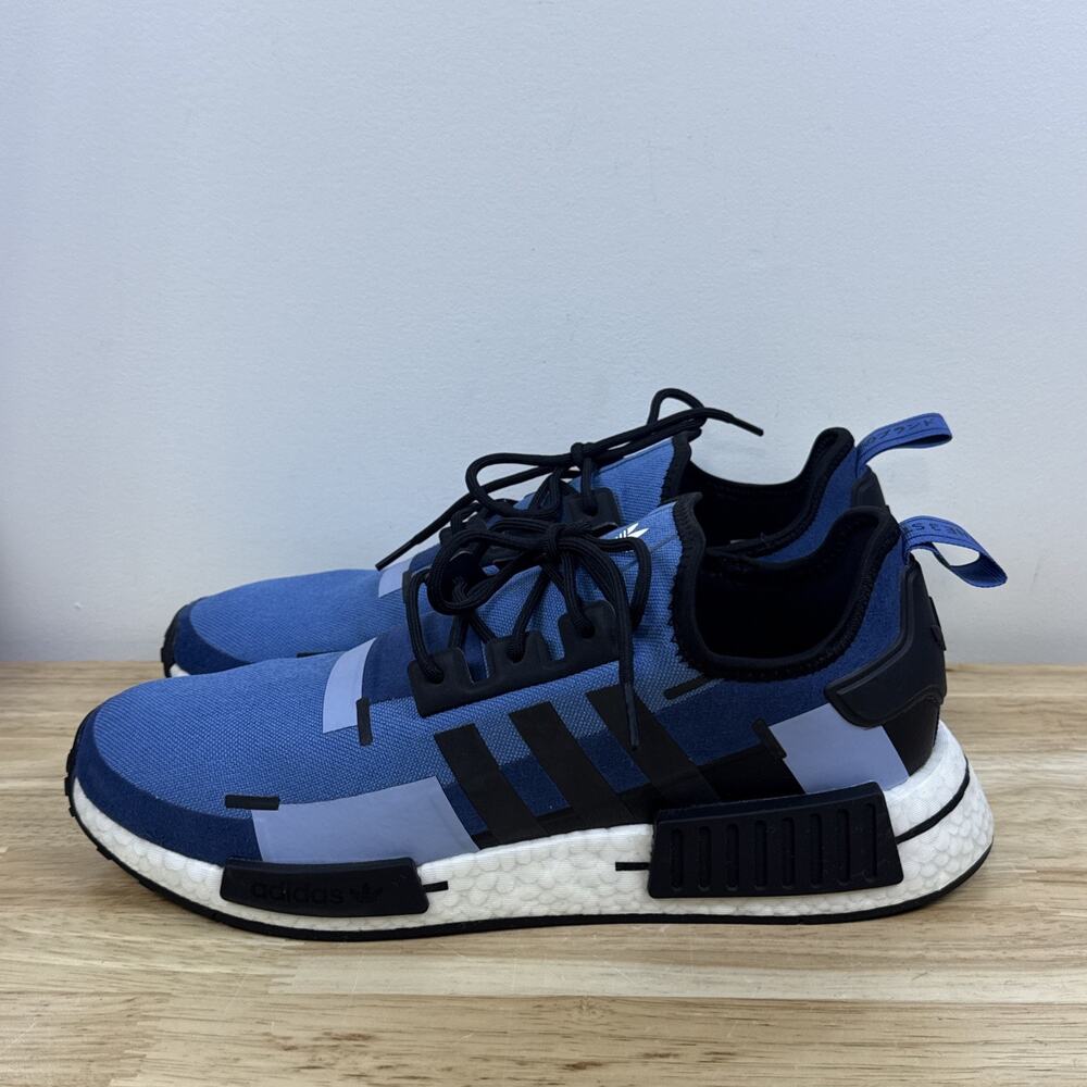 Adidas Shoes Mens 12 NMD_R1 Pharrell Focus Blue Athletic Boost GW5033 NEW READ